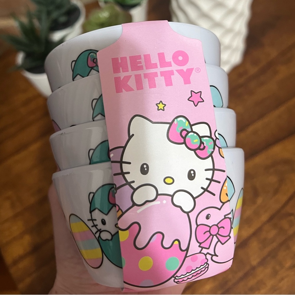 SANRIO Hello Kitty Pink and White Easter Bunny Egg Ramekin Party Bowls
